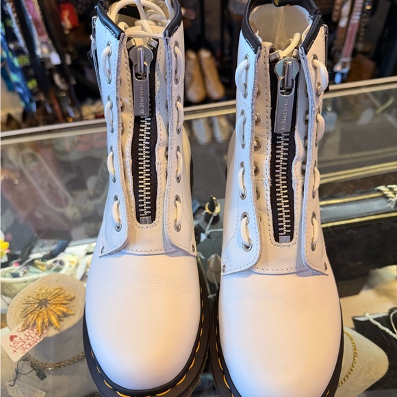 White Dr. Martens Combat Boots - Picture 2 of 6